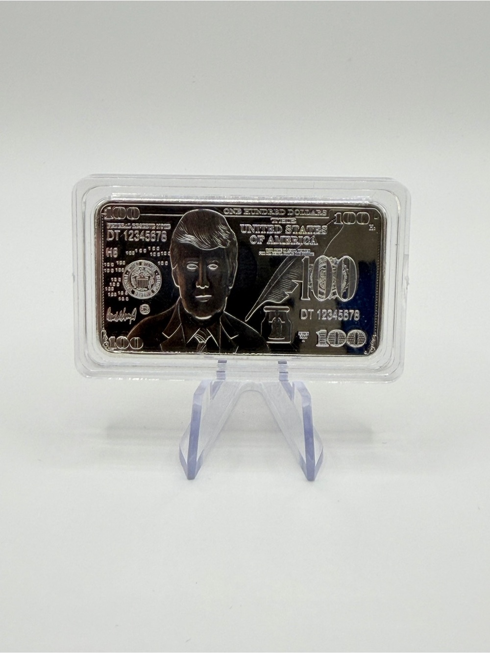1oz .999 Fine Copper Silver Toned Novelty $100 Bar in Protective Case